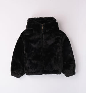 Girls' warm fabric jacket BLACK