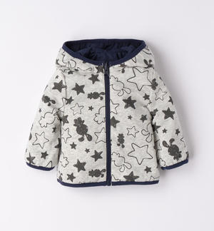 Reversible baby boy jacket with hood BLUE