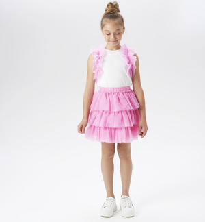 Gonna ragazza in tulle ROSA