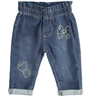 Jeans bimba vita arricciata BLU