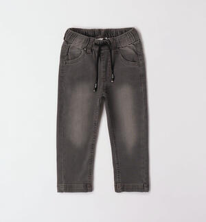 Boys' jeans with an elasticated waistband GREY