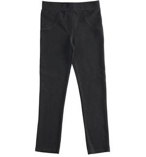 Leggings ragazza finte tasche NERO