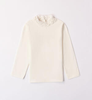Girls' ruffled mock polo neck