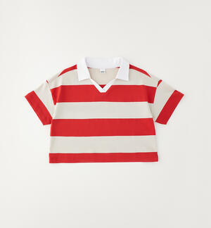Maglia crop a righe da ragazza