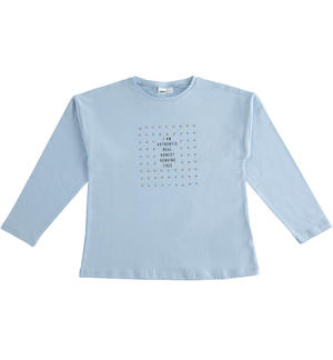 Maglia ragazza con borchie AZZURRO