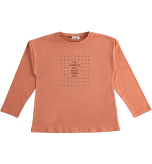 Maglia ragazza con borchie MARRONE
