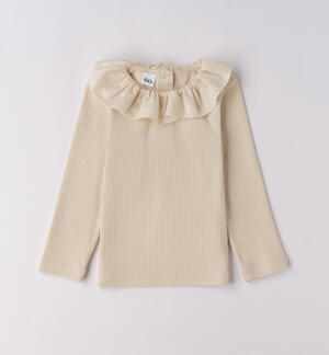 Maglietta bambina con colletto PANNA