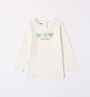 Girls' heart T-shirt CREAM