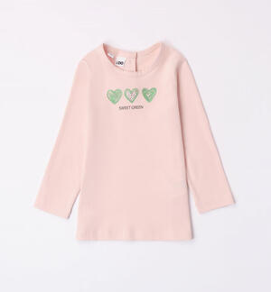 Maglietta bambina con cuori e strass