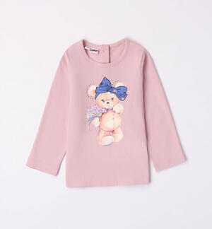 Girls' teddy bear T-shirt PINK