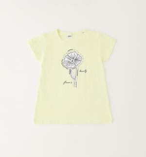 Short-sleeved girls' T-shirt YELLOW