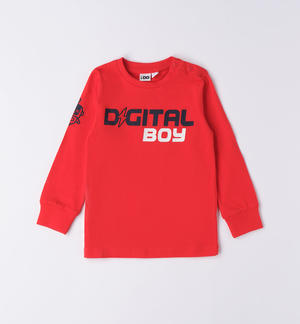 Boy's T-shirt with robot print RED