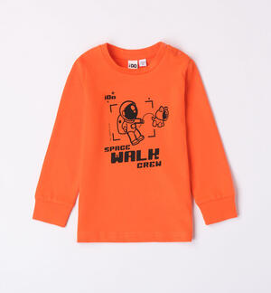 Boys' space T-shirt ORANGE