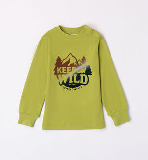 Boys' T-shirt with mountains GREEN