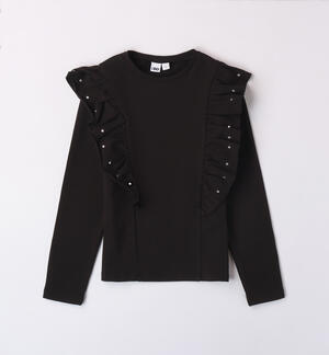 Elegant T-shirt with rhinestones BLACK