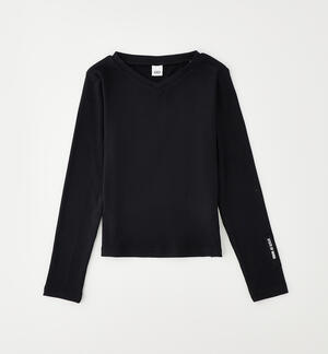 Girls' crew neck T-shirt BLACK