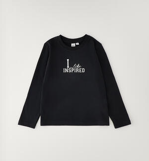 Maglietta in cotone ragazza NERO