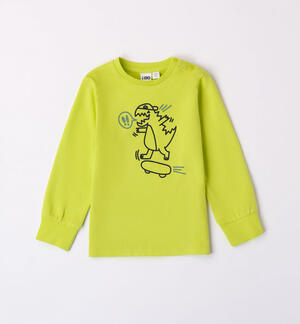 Boys' dinosaur T-shirt GREEN
