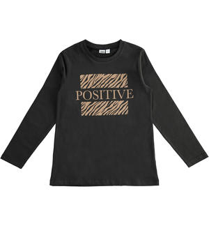 Maglietta ragazza in cotone NERO