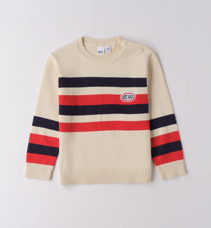 Maglione bambino a righe BEIGE
