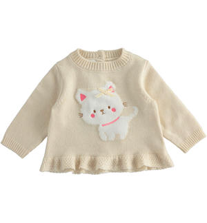 Baby girl sweater with kitten