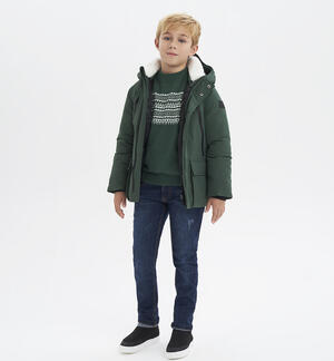 Maglione per ragazzo ricamo ad intarsio VERDE