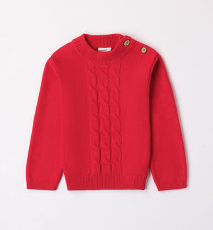 Boys' cable-knit jumper RED
