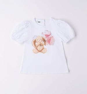 Maxi t-shirt bambina coniglietto BIANCO