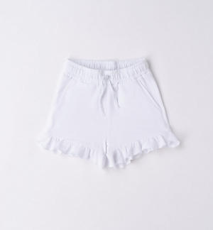 Pantaloncino corto bambina con ruches BIANCO