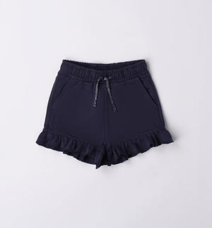 Pantaloncino corto bambina con ruches BLU