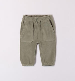 Velvet-effect chenille trousers GREEN