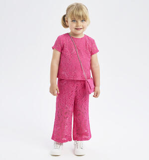 Girls' lace trousers with a handbag