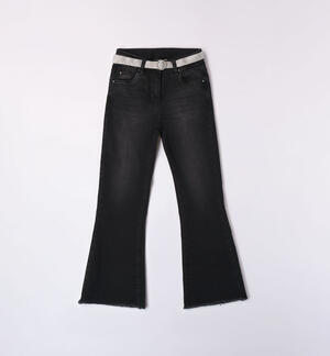 Girls' belted trousers BLACK