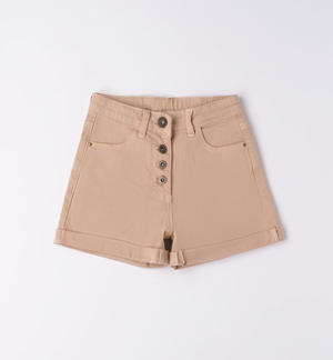 Pantalone corto vita alta ragazza BEIGE