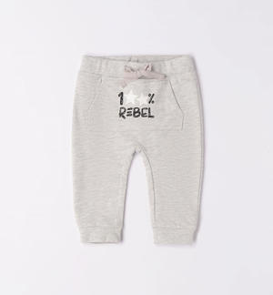 Pantalone neonato in felpa con tasca GRIGIO