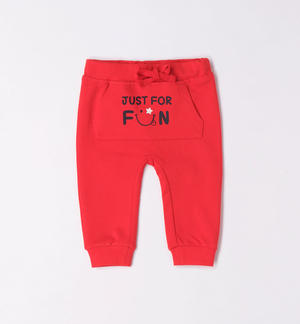 Baby boy fleece trousers with pocket RED