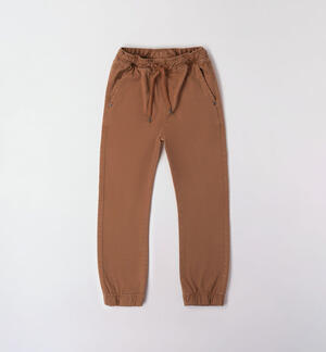 Boys' twill trousers BROWN