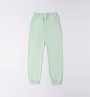 Girls tracksuit trousers with print GREEN