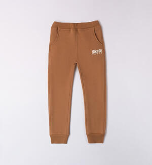 Boys' tracksuit bottoms BROWN