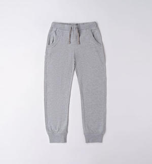 Boy's solid colour tracksuit bottoms GREY