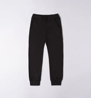 Boy's solid colour tracksuit bottoms BLACK