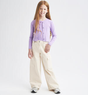 High-waisted trousers for girls BEIGE