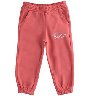 Pantaloni bambina in cotone stretch ROSA