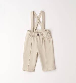 Pantaloni bretelle neonato BEIGE