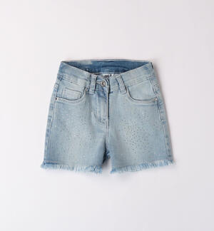 Girls' denim shorts with rhinestones