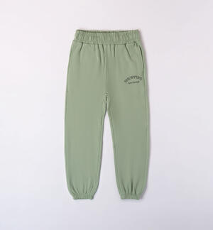 Girls' tracksuit bottoms GREEN