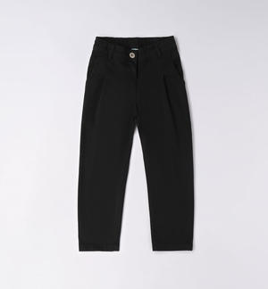 Particolare pantalone ragazza in cotone NERO