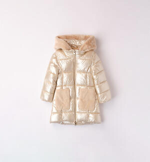 Pearly padded jacket for girls BEIGE