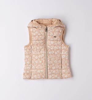 Piumino smanicato bambina a cuori BEIGE