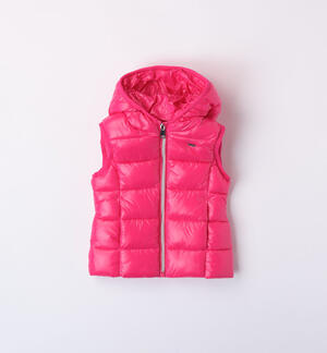 Piumino smanicato bambina fucsia